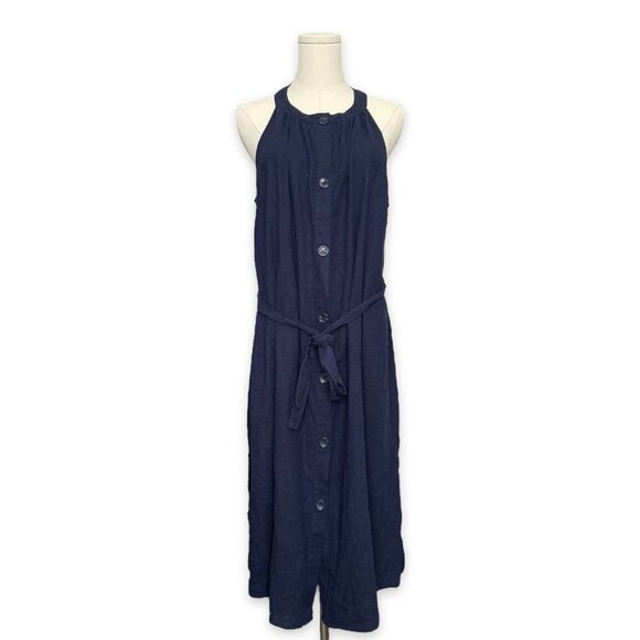 New York Company Linen Rayon Peasant Dress Women Sz XXL Navy Blue Cottage NWT - Picture 1 of 16
